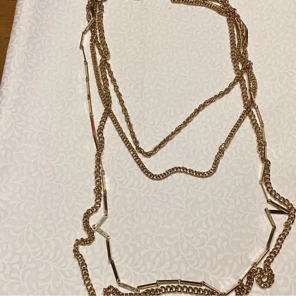 Multi Layers Goldtone Chain Necklace
